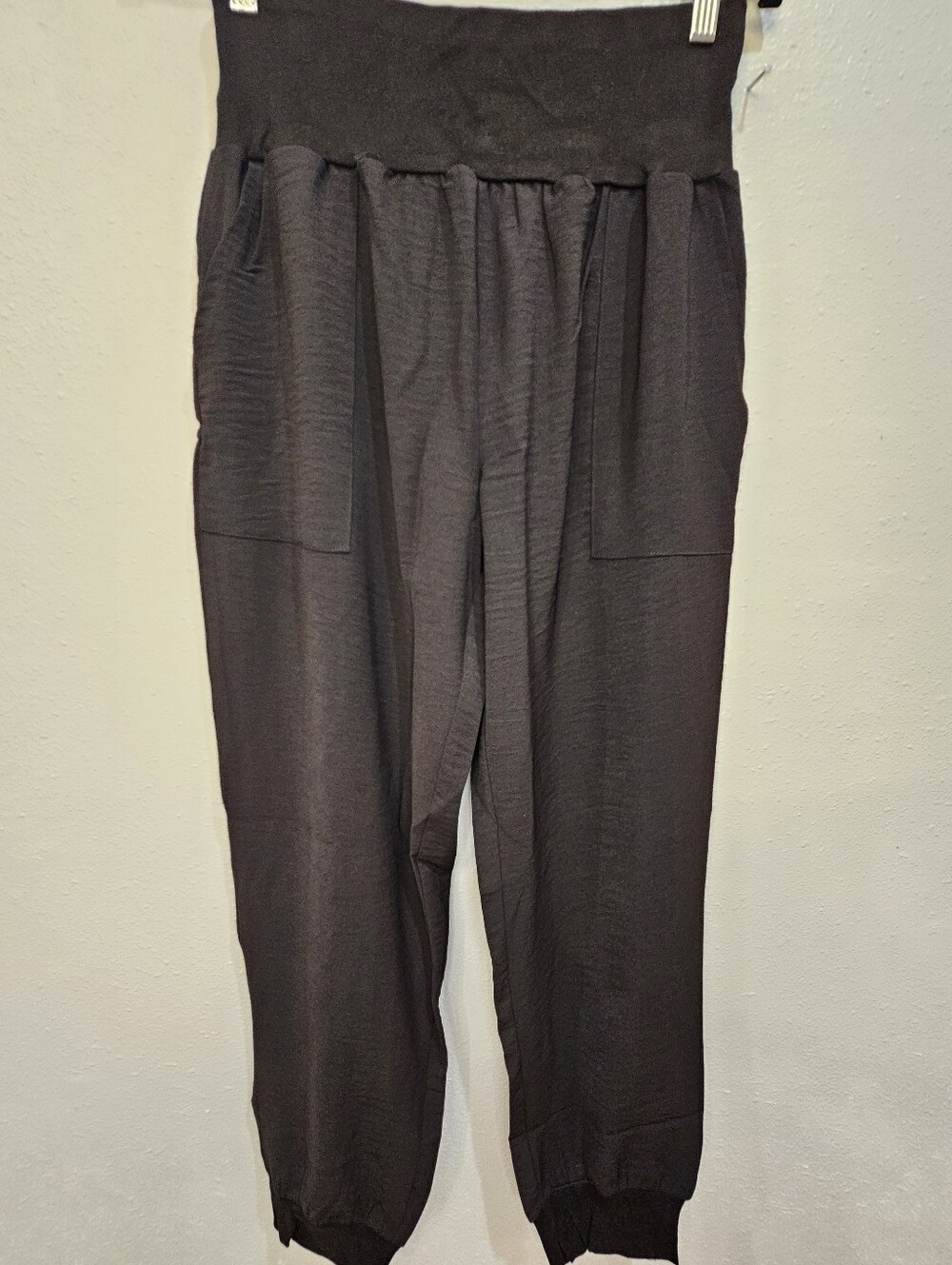 Womens Black Jogger Pants with Elastic Waistband